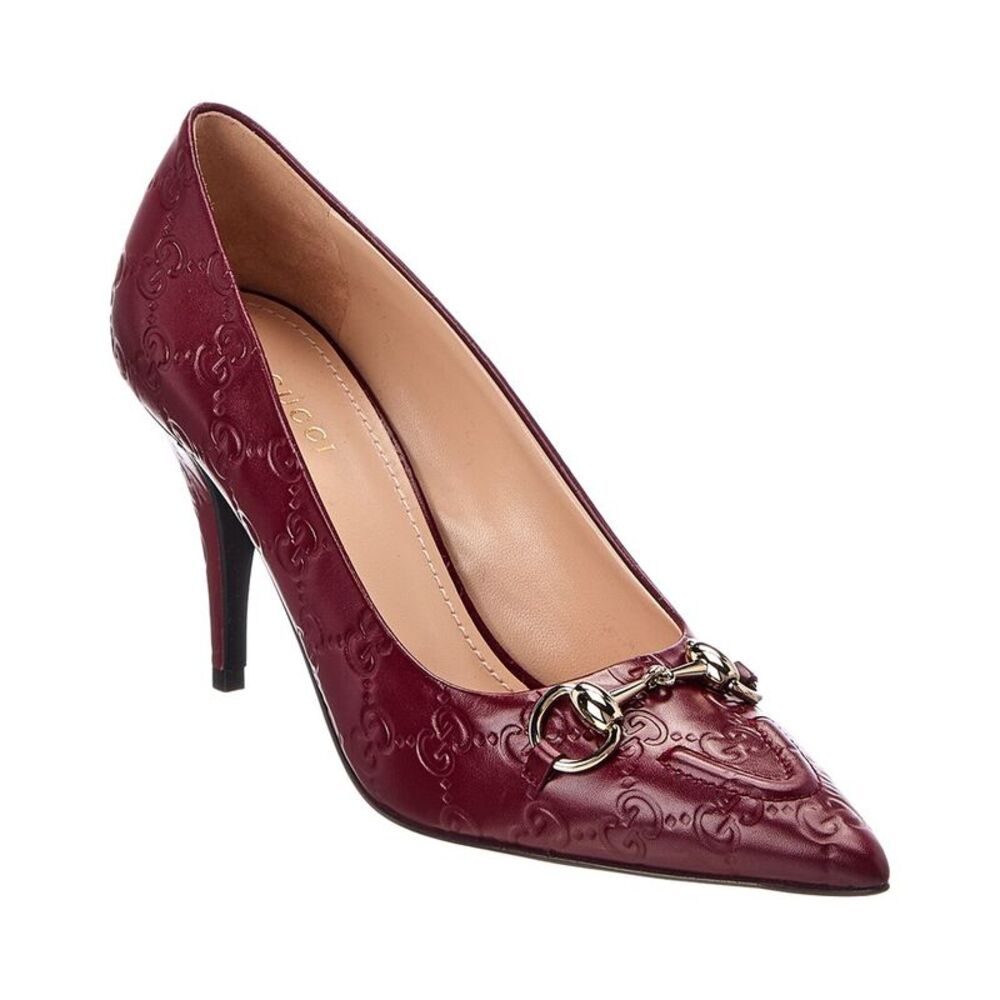 Gucci 90 Gg Horsebit Leather Pump, Red
